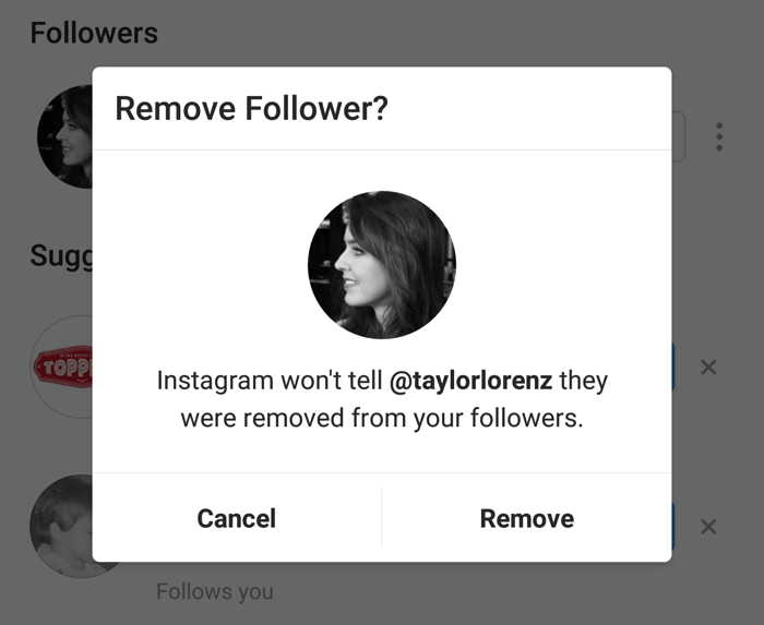 Instagram remove follower