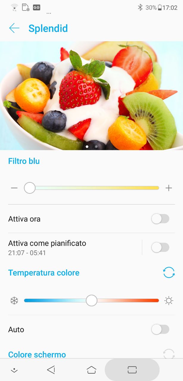 impostazioni display