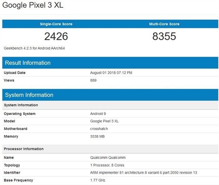 Pixel 3 XL benchmark