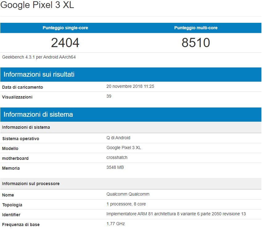 Google Pixel 3 XL Android Q